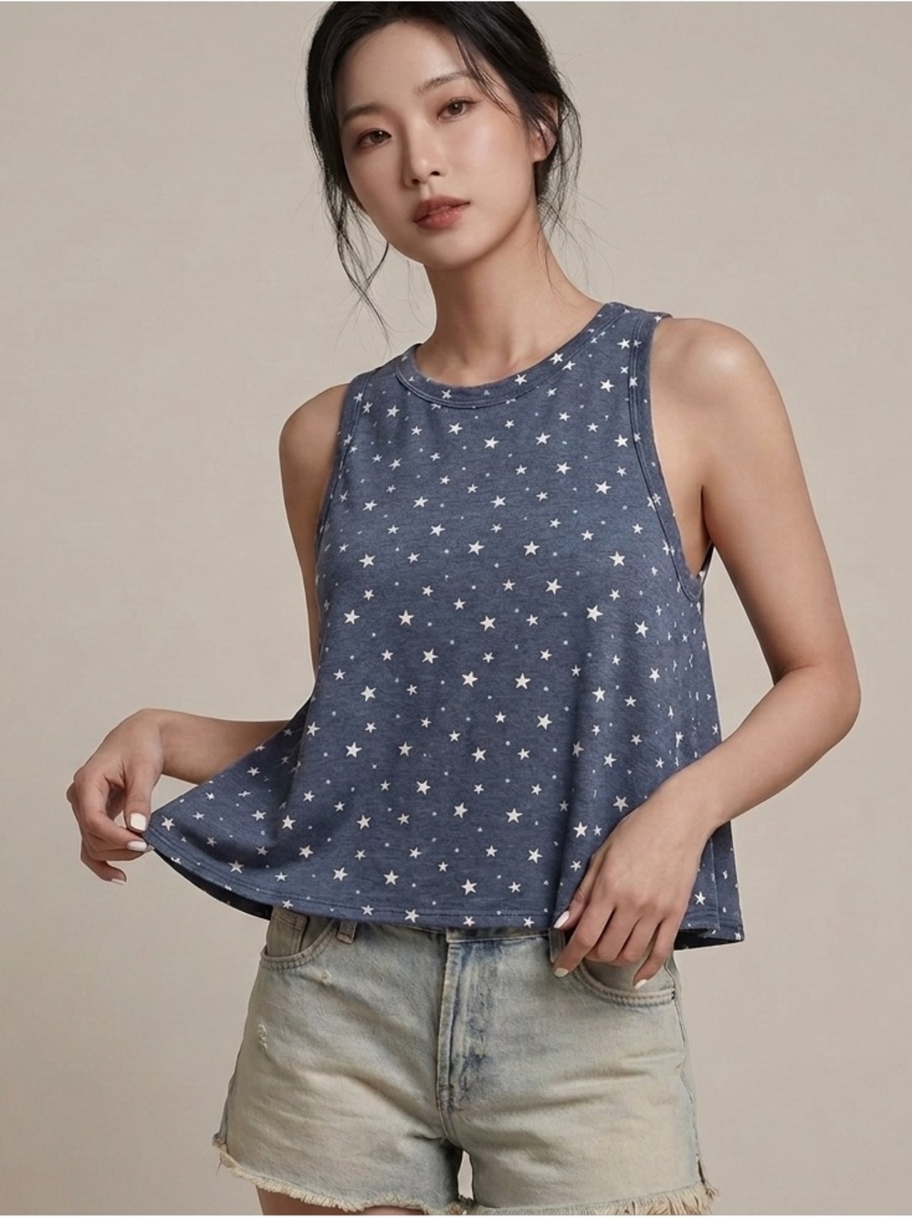 Altar'd State Blue Star-Print Swing Tank